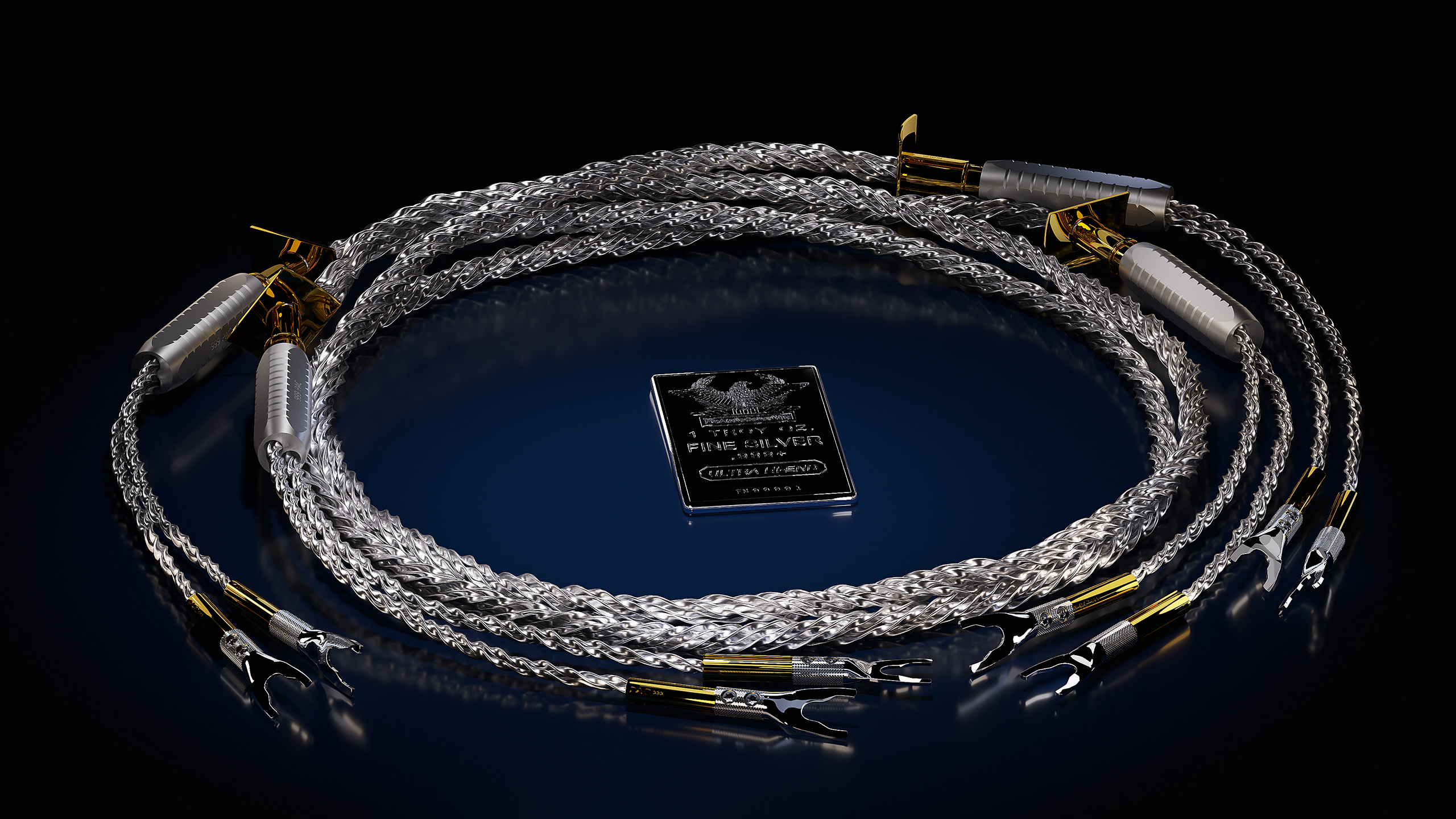 Pure silver and forged gold grade 999+ acoustic cable MK-III